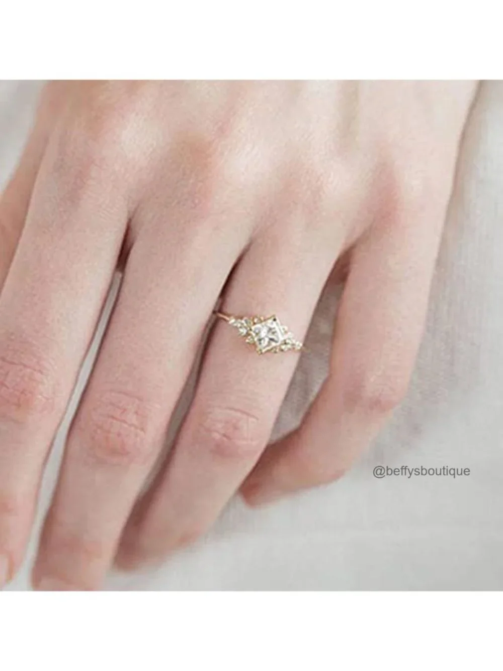 Vintage Halo Ring 14k Gold Plated CZ Wedding Engagement Band